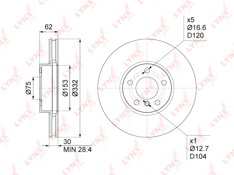 Диски LYNXauto передние BN1006