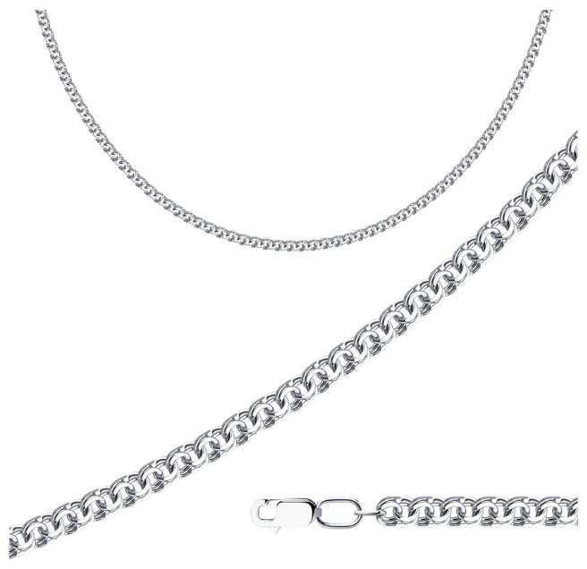 Silver цбр-50 длина 60 см, вес 60.88 г серебро, плетение бисмарк