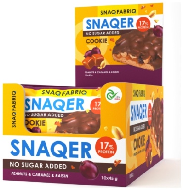 Snaq Fabriq печенье Snaqer арахис, изюм и карамель 10 шт по 45 г