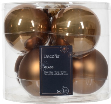 DECORIS шар стекло 6 шт, коричневый