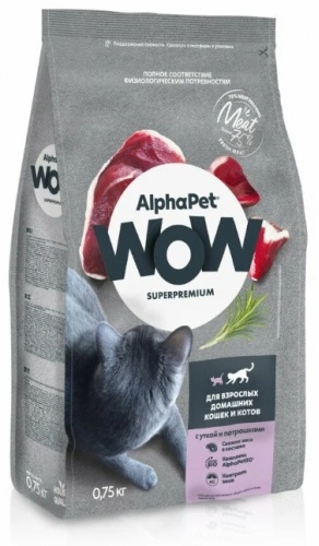 AlphaPet WOW утка, потрошки 0.75 кг