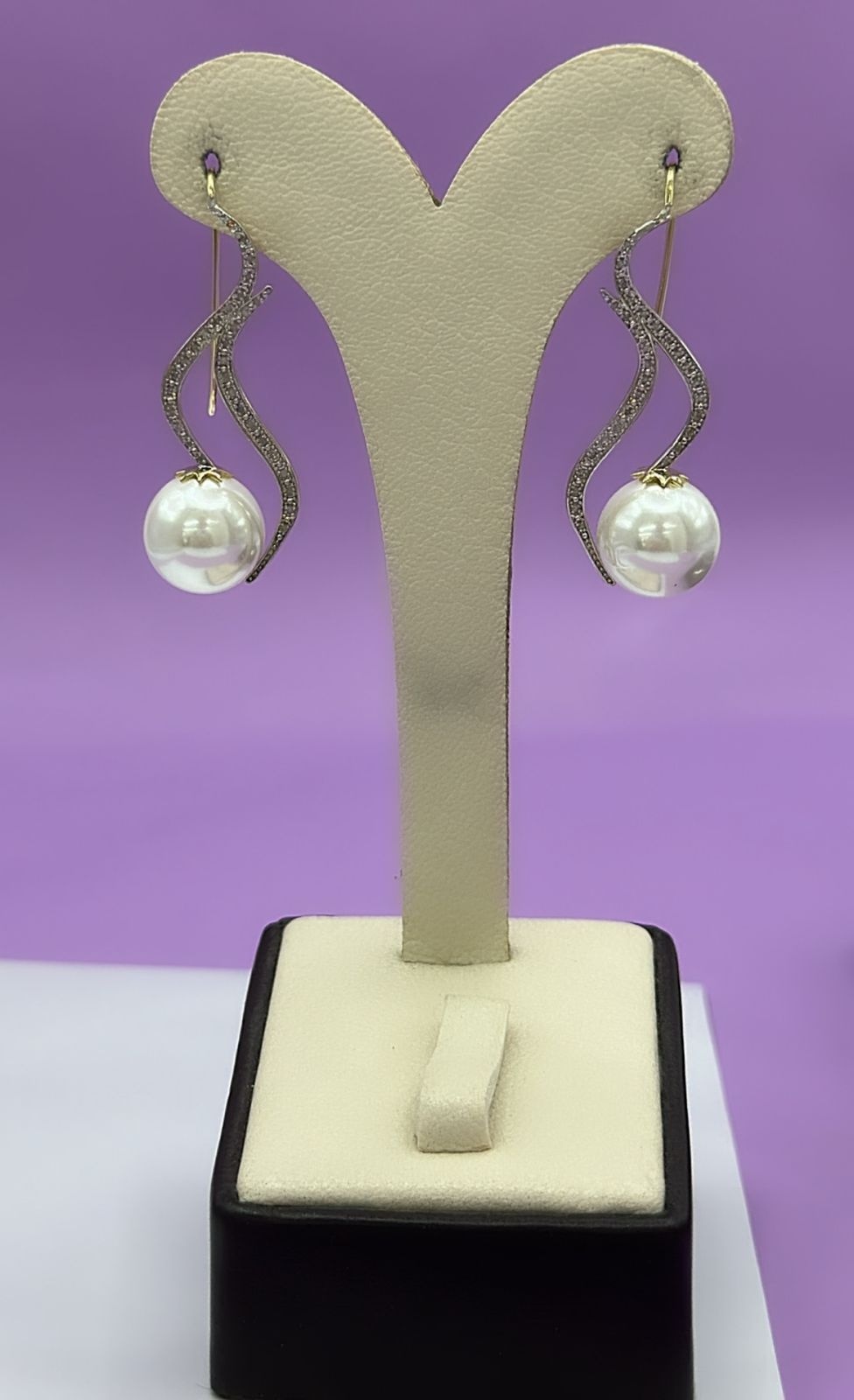 Серьги SAR-JEWELRY VIP-g3-081-2560 вес 7.8 г золото, бриллиант, жемчуг