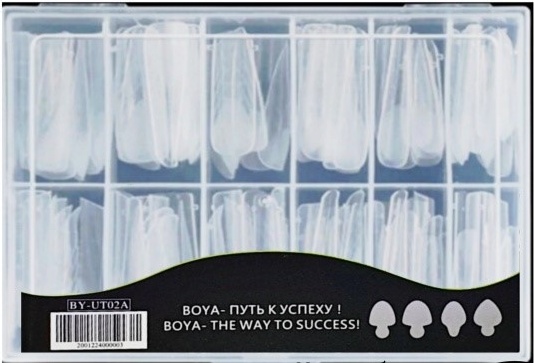 Boya professional BY-UT02A верхние формы арочные, длинные, квадрат, миндаль, средние, стилет, универсальные 96 шт