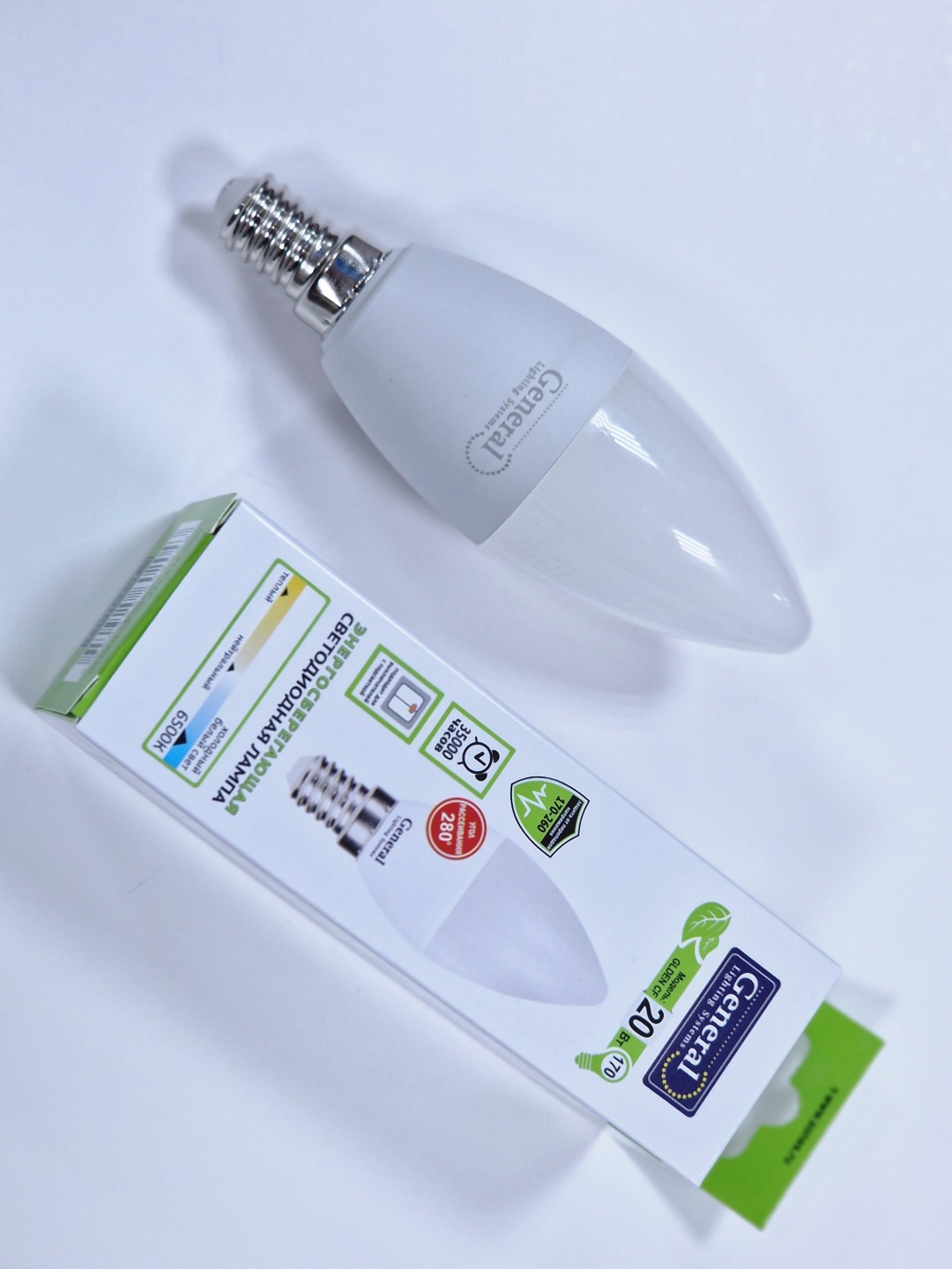 General Electric 20W Е14, светодиодная, холодный белый