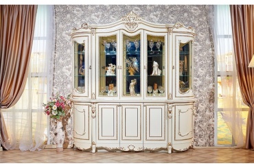 Шкаф-витрина Арида Мебель Джоконда, МДФ, ЛДСП, стекло, 230х52.5х238 см, бежевый