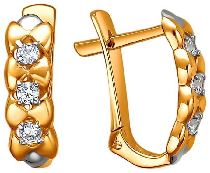 Серьги ЭСТЕТ 01С1112329Р вес 1.87 г золото, фианит
