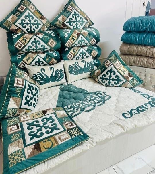Комплект корпе с подушками 230x190 см, синтепон, хлопок, вата, зеленый