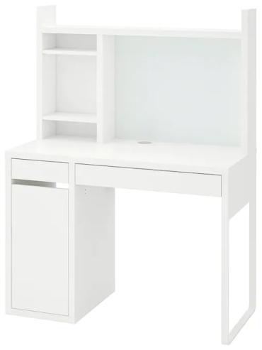 Стол компьютерный с надстройкой IKEA Микке, 105х50x140 см, белый