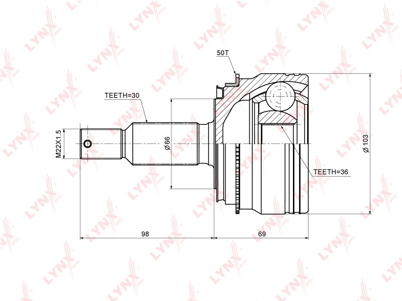 LYNXauto шрус наружный CO5529A
