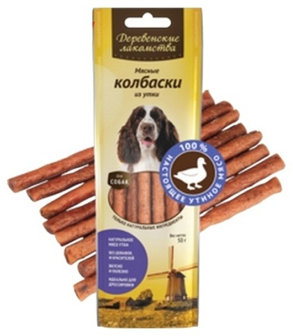 Купить Лакомство Деревенские лакомства мясные колбаски из утки 50 г в ...
