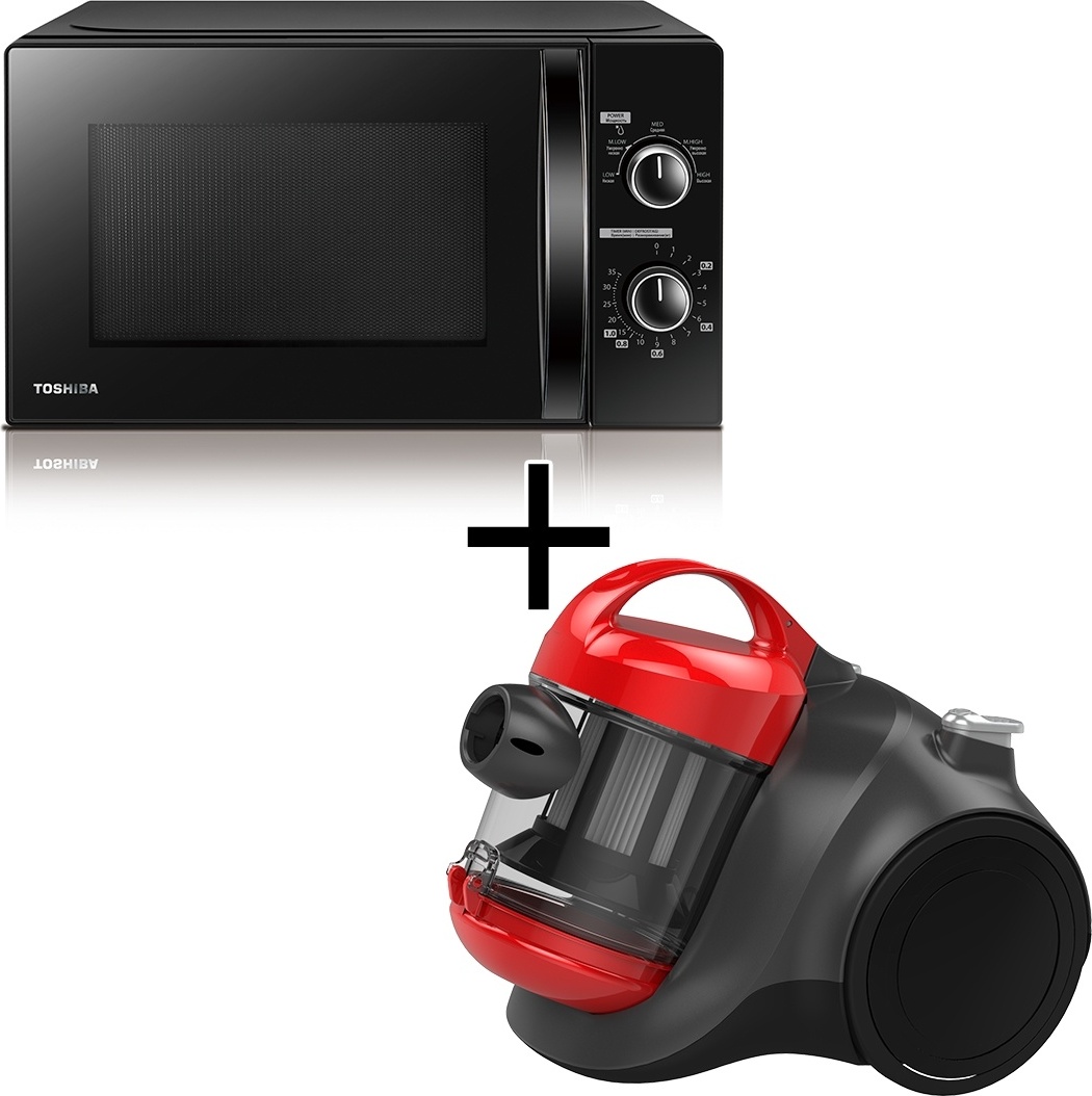 Микроволновая печь Toshiba MW-MM20P(BK)-P + Midea MKZ 12K-R черный