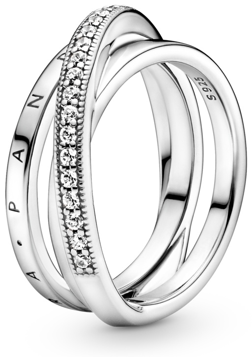 PANDORA тройное с паве 199057C01-52 размер 16.5 вес 5.2 г серебро, цирконий