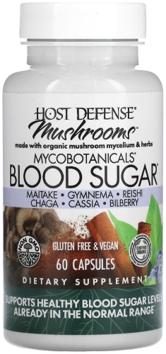 Fungi Perfecti Mushrooms, MycoBotanicals, сахар в крови капсулы 60 шт