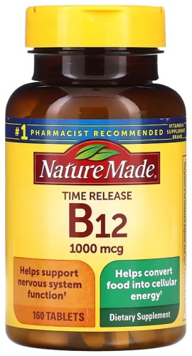 Nature Made витамин B12, Time Release, 1,000 mcg 160 таблеток
