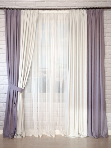 Комплект LUXOR Textile 250x280 см 2 шт, полиэстер, сетка, петек, белый, сиреневый