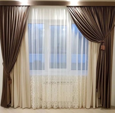 Комплект Viva Lux 600x280 см 4 шт, велюр, бежевый, коричневый