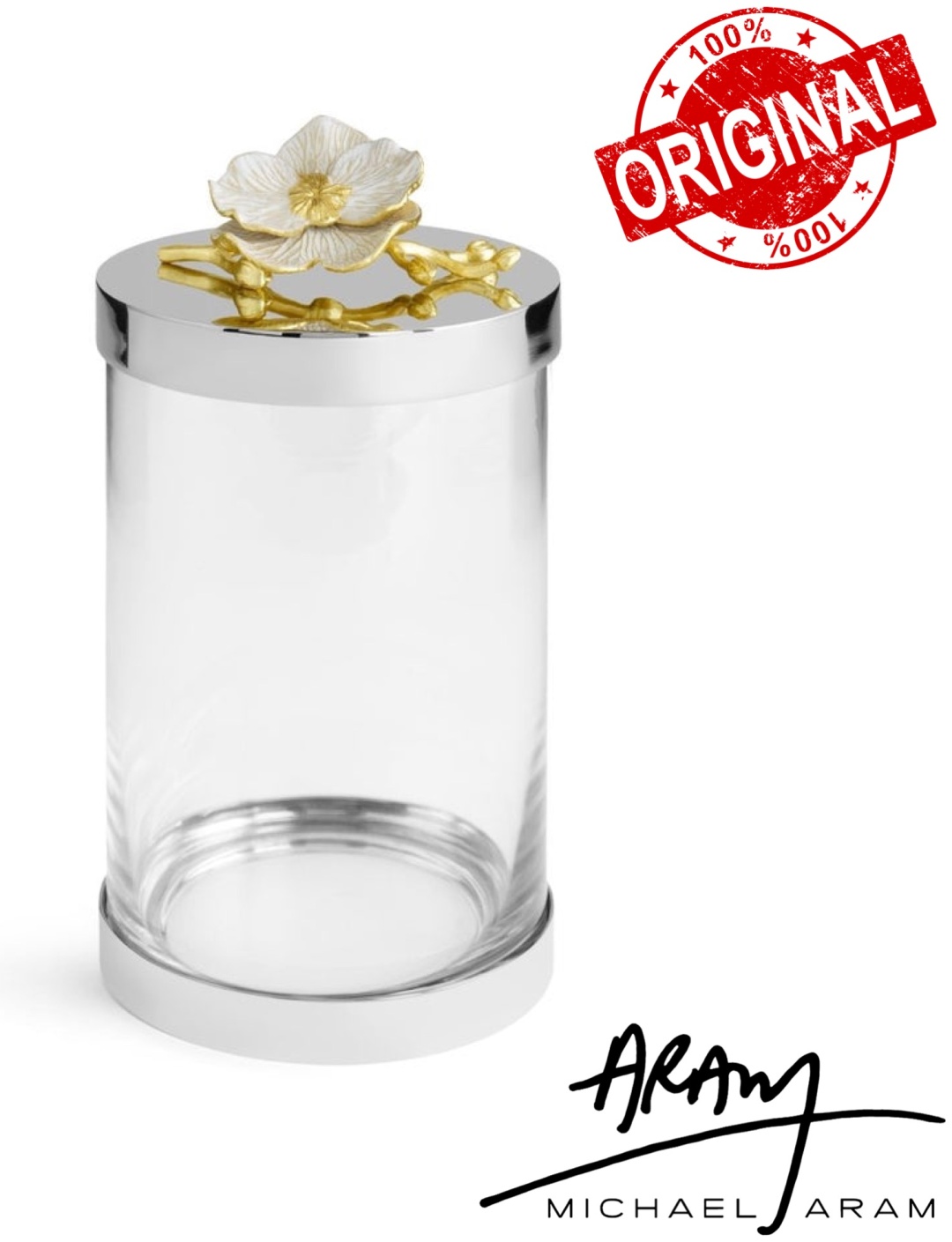 MICHAEL ARAM банка Orchid, нержавеющая сталь, стекло, латунь, эмаль