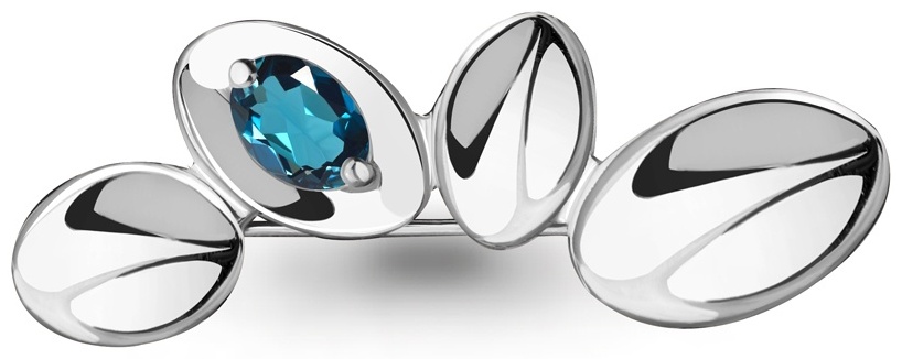 Брошь AQUAMARINE 7734708 вес 2.7 г серебро, топаз