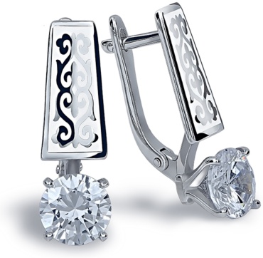 Серьги Balausa Jewelry E0671 вес 4.19 г серебро, фианит