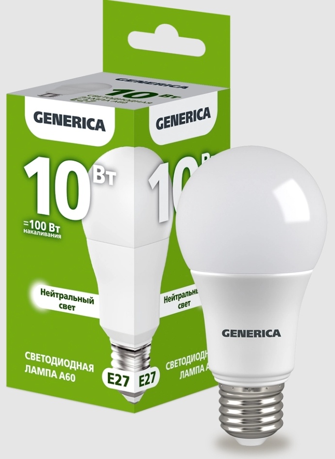 GENERICA 10W E27, светодиодная, холодный белый