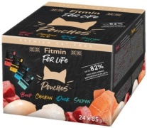 Fitmin Fitmin кусочки в соусе говядина, лосось, птица 85 г 24 шт