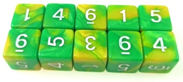 Игральный кубик математический 2 шт, зеленый, желтый