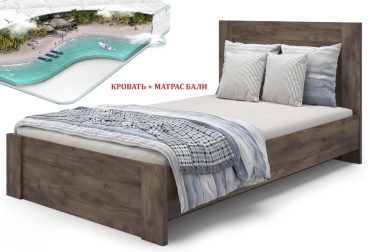 Кровать MySTAR Вирджиния, 00048357, 120x200 см, без подъёмного механизма, коричневый