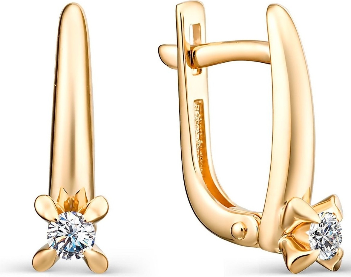 Серьги АЛЬКОР 23019-100 вес 2.59 г золото, бриллиант
