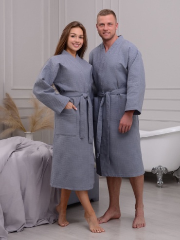 Вафельный халат LAVbaby Textile серый