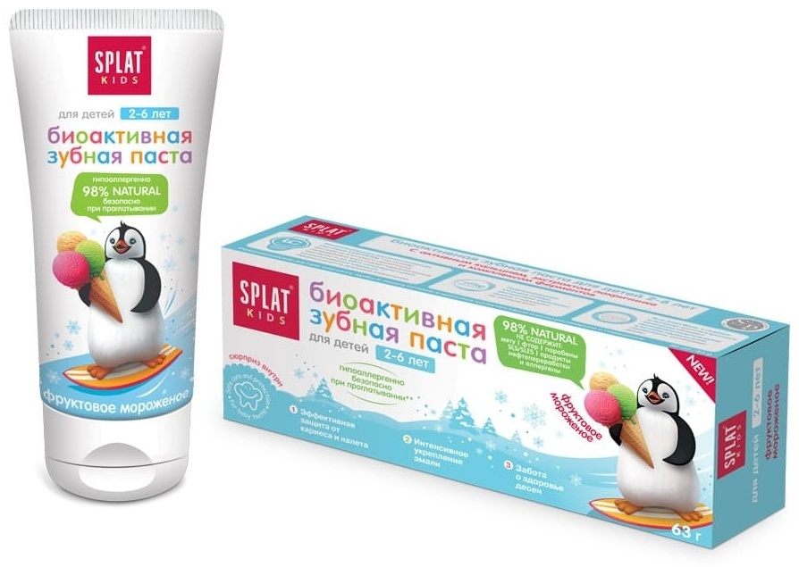 Купить SPLAT зубная паста Kids биоактивная Фруктовое Мороженое 63 г в ...