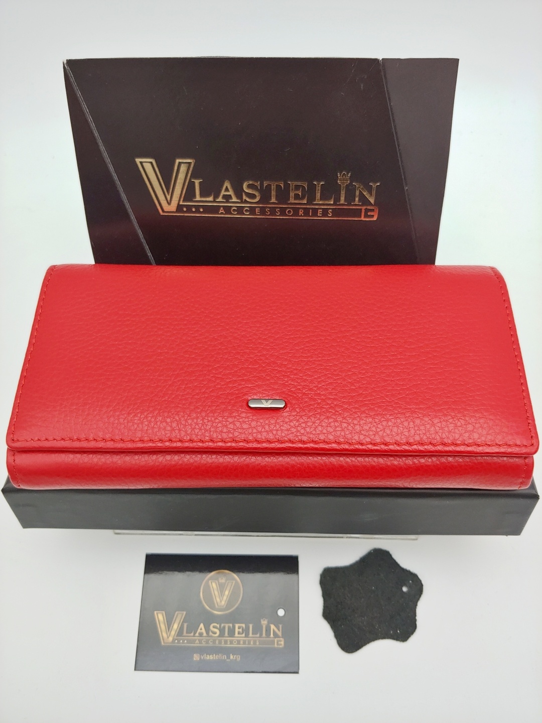 Кошелек Vlastelin металл, натуральная кожа красный