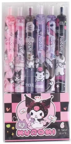 Ручка гелевая Kuromi 6974033026082 6 шт, 0.5 мм, цвет чернил черный