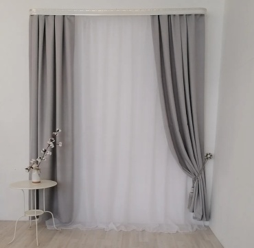 Комплект Ева 150x275 см 3 шт, сетка, блэкаут, серый
