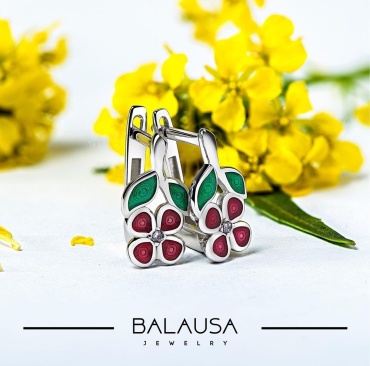 Серьги Balausa Jewelry KD002(3-9) вес 1.3 г серебро, эмаль