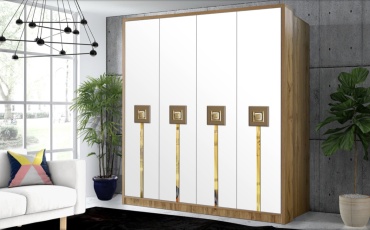 Распашной шкаф Elegant TM041 Рио, 180x215х52 см, белый, коричневый