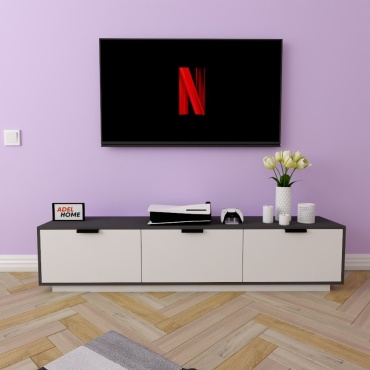 ТВ-тумба напольная Adel Home Селена, AH0174, 180x40x35 см, белый, серый