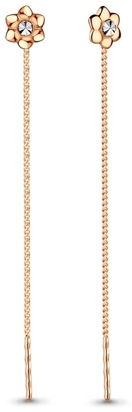 Серьги-цепочки AQUAMARINE 30798.6 вес 0.88 г серебро, фианит