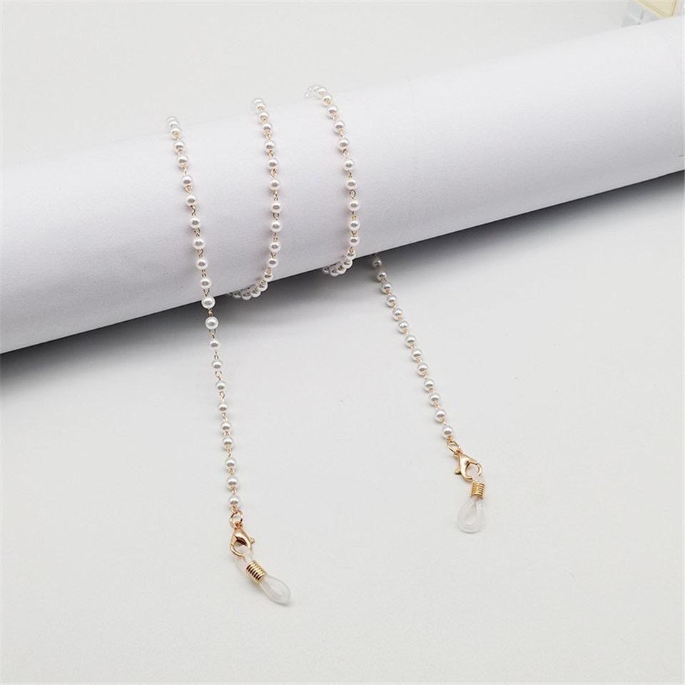 Шнурок для очков Fashion Jewelry белый, золотистый 70 см