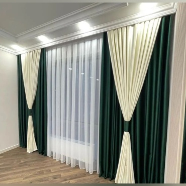 Комплект ANELLI 700x280 см 5 шт, бархат, зеленый, бежевый