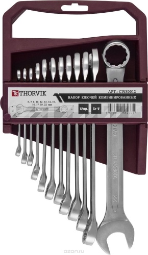 Thorvik набор ключей комбинированный 6-22 мм CWS0012, 12 шт