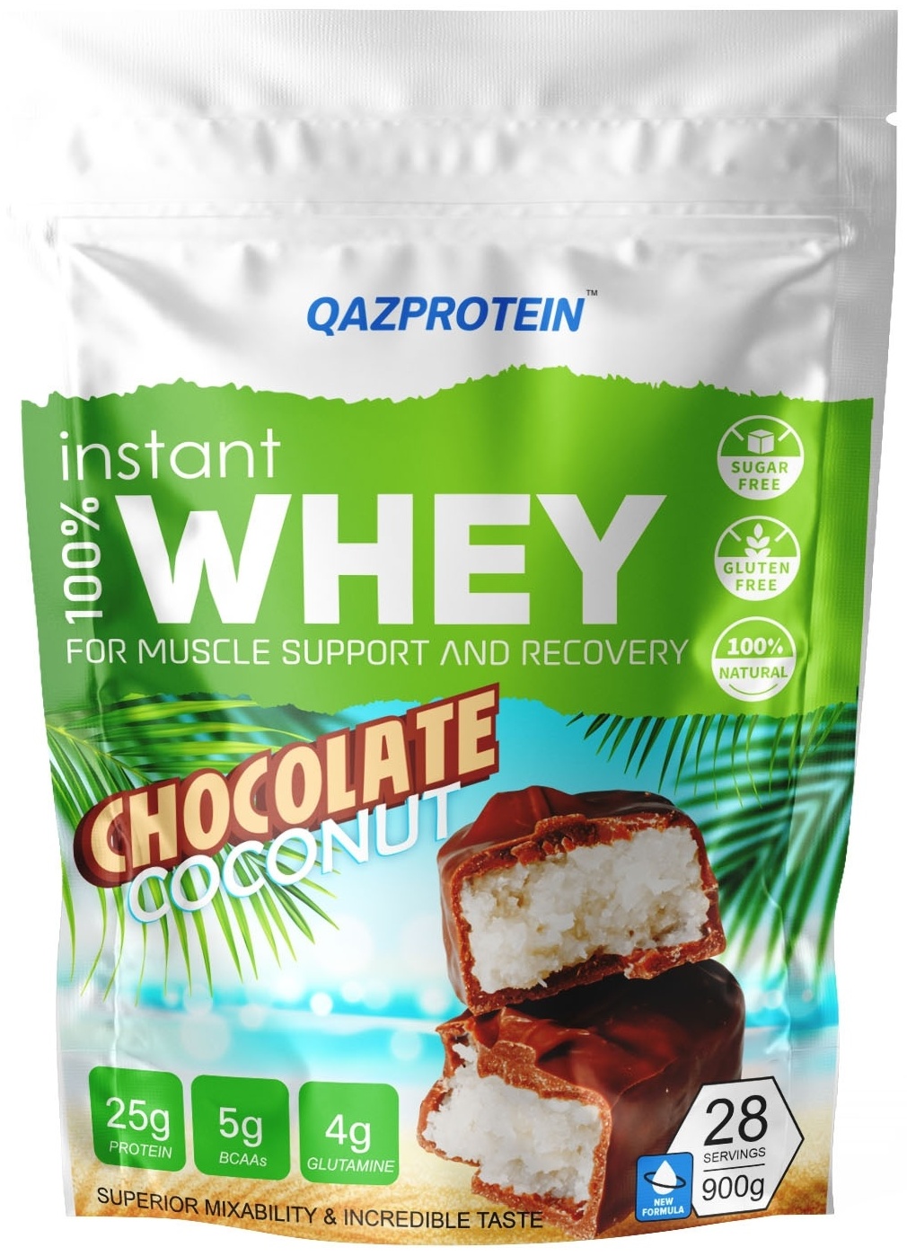 Купить Протеин Qazprotein 100% Instant Whey Шоколад с кокосом 900 г в ...