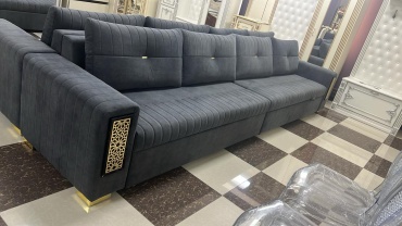 Диван КВАНТ LUX, 400х90 см, обивка велюр, черный