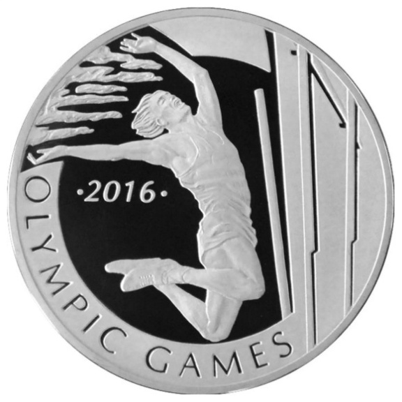 Монета Прыжки с шестом. Олимпийские игры 2016, вес 24 г, серебро, без вставок