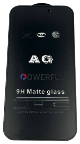 Стекло для Apple iPhone 15 AG POWERFUL 9H Matte glass черный