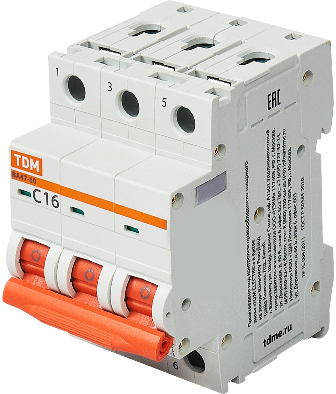 Купить TDM ELECTRIC автоматический выключатель ВА47-60 3Р 16А 6кА х-ка ...