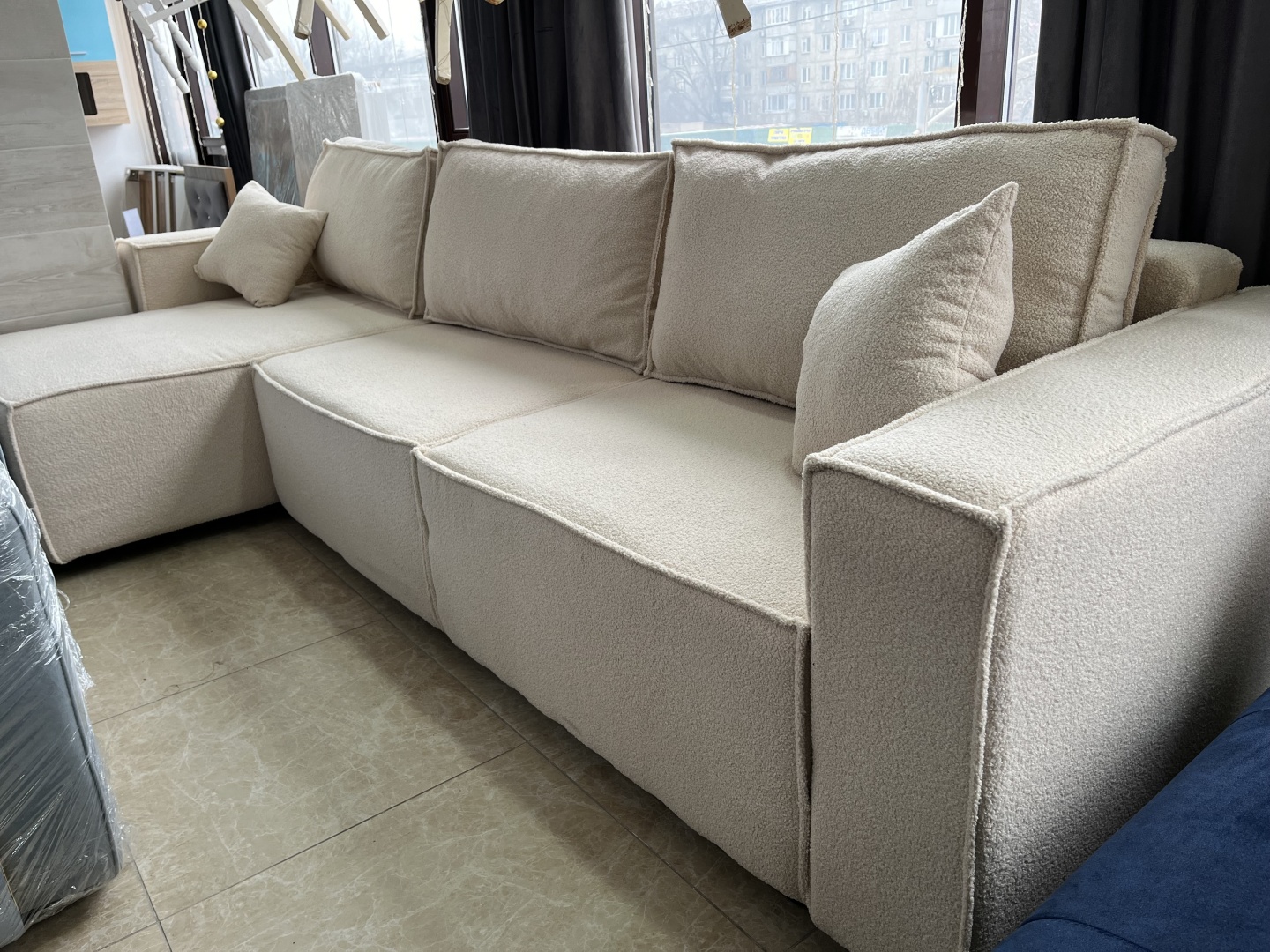 Купить NZGroup диван угловой LOFT, обивка букле, 75х330х110 см, бежевый ...