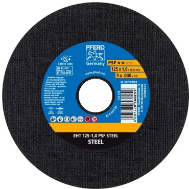 Диск отрезной абразивный 125x22.23х1 мм, Pferd EHT 125 - 1,0 PSF STEEL