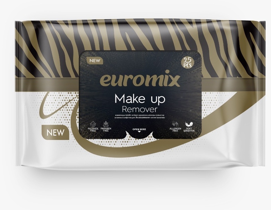 Влажные салфетки Euromix Make up remover 25 шт