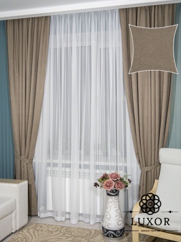 Комплект LUXOR Textile 200x280 см 2 шт, сетка, петек, темно - бежевый