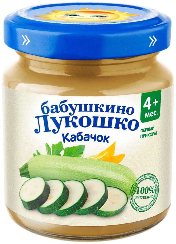 БАБУШКИНО ЛУКОШКО ПЮРЕ 100г КАБАЧОК 4МЕС.+